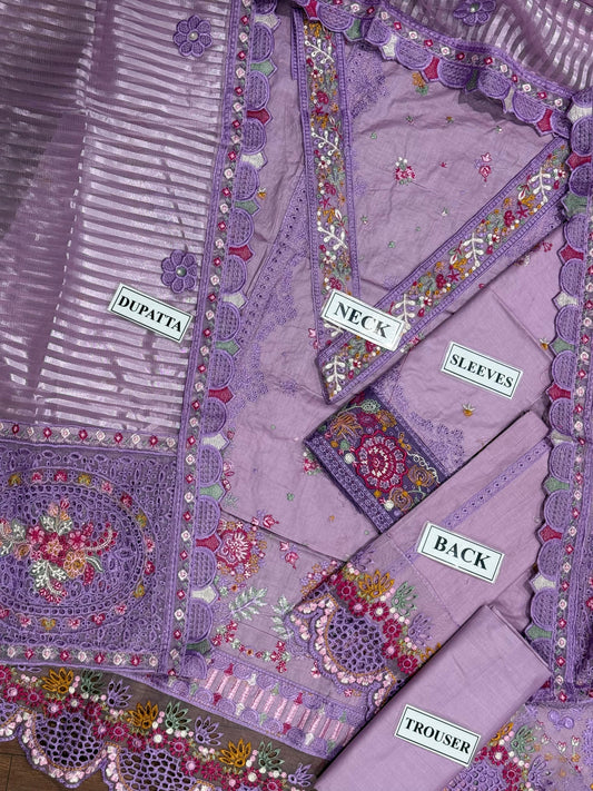 QALAMKAR LUXURY EMBROIDERED LAWN - 3 PC UNSTITCHED