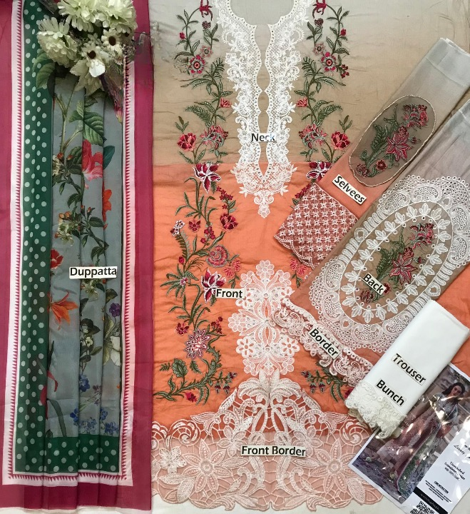 MUSHQ EMBROIDERED CHIKANKARI LAWN - 3 PC UNSTITCHED
