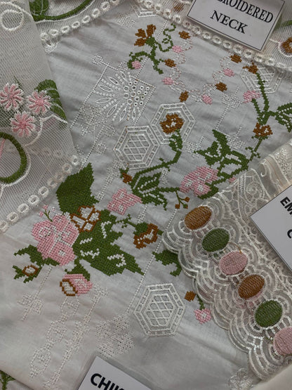 QALAMKAR LUXURY EMBROIDERED LAWN - 3 PC UNSTITCHED