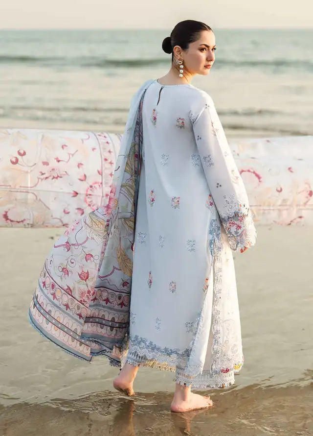 QALAMKAR CHIKANKARI EMBROIDERED LAWN - 3 PC UNSTITCHED