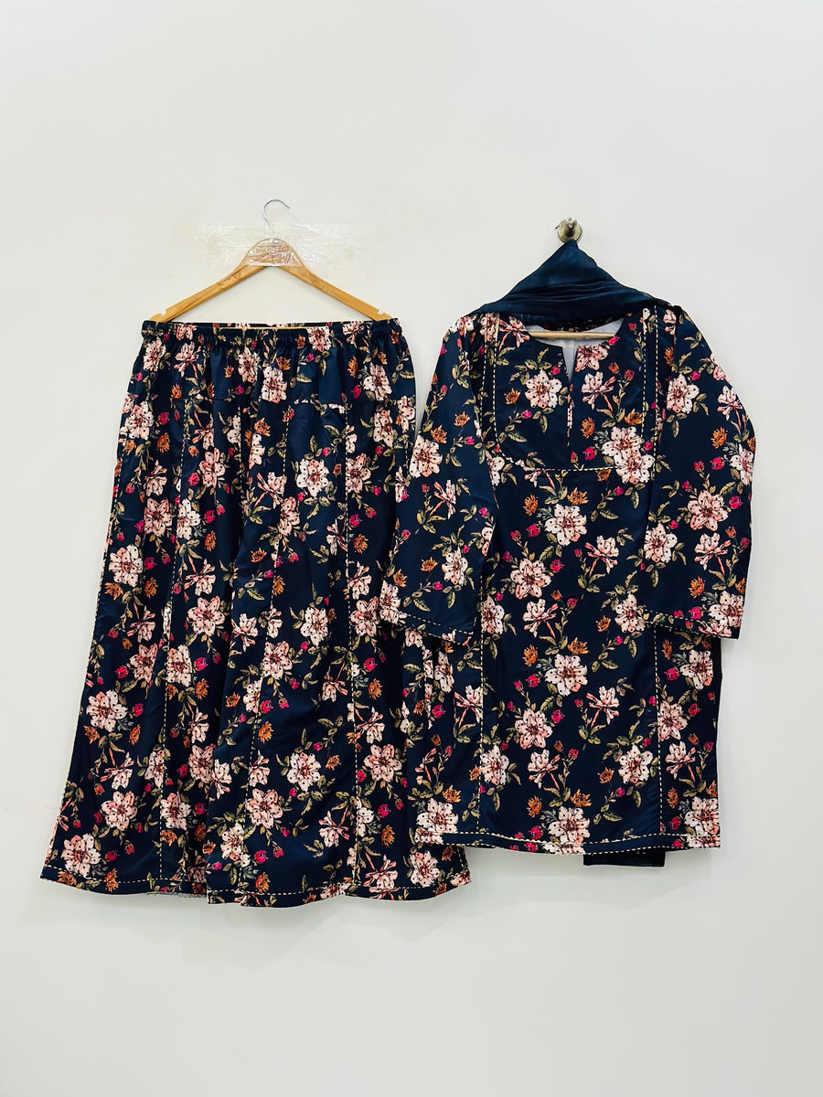 HOORAINS PRET SLUB LAWN FLAPPER STYLE - 3 PC STITCHED