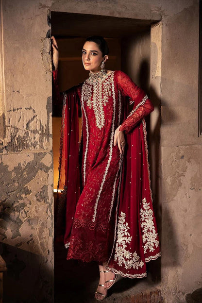AZURE LUXURY EMBROIDERED CHIFFON - 3 PC UNSTITCHED