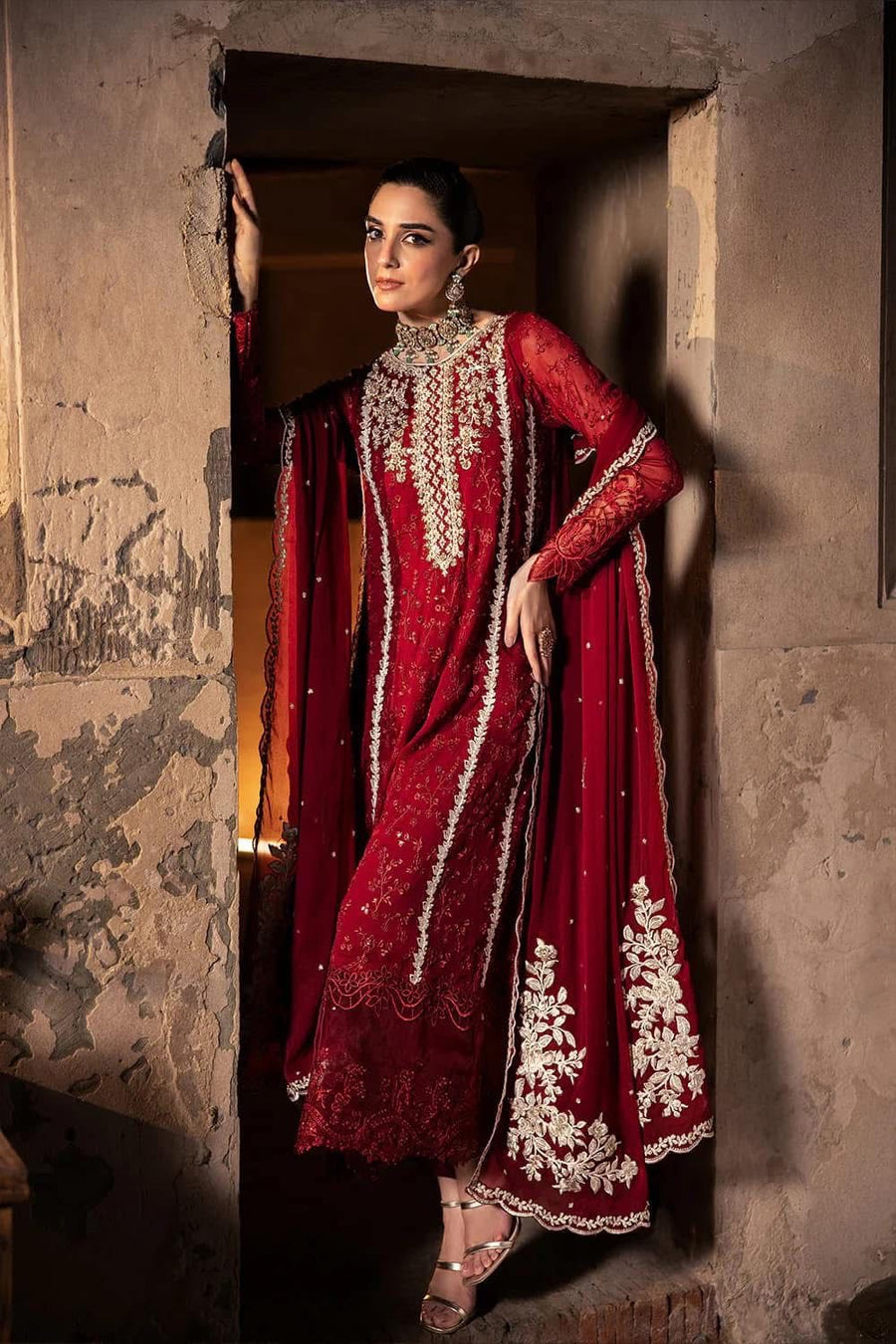 AZURE LUXURY EMBROIDERED CHIFFON - 3 PC UNSTITCHED