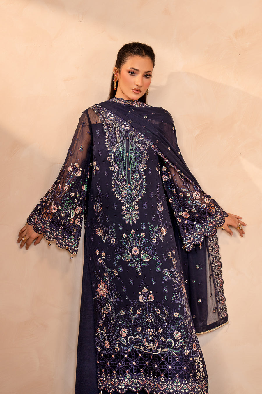 MARYAM’S EMBROIDERED CHIFFON DRESS - 3 PC UNSTITCHED
