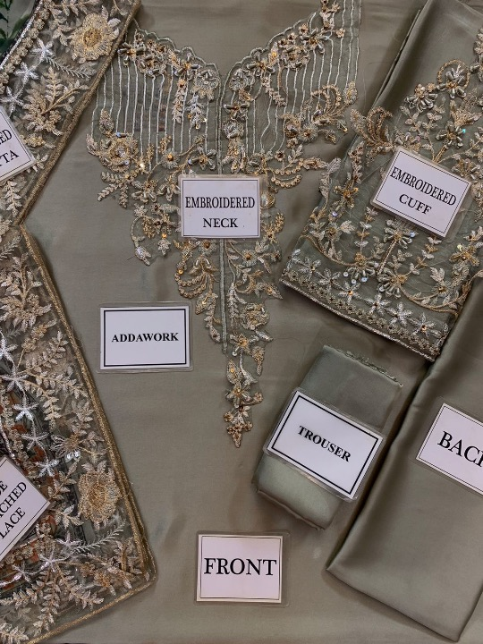 AZURE LUXURY EMBROIDERED CHARMUSE SILK - 3 PC UNSTITCHED