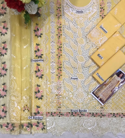 MAHNUR LUXURY EMBROIDERED CUT WORK - LAWN 3 PC UNSTITCHED
