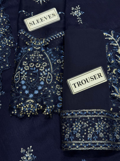 AZURE EMBROIDERED CHIFFON - 3 PC UNSTITCHED