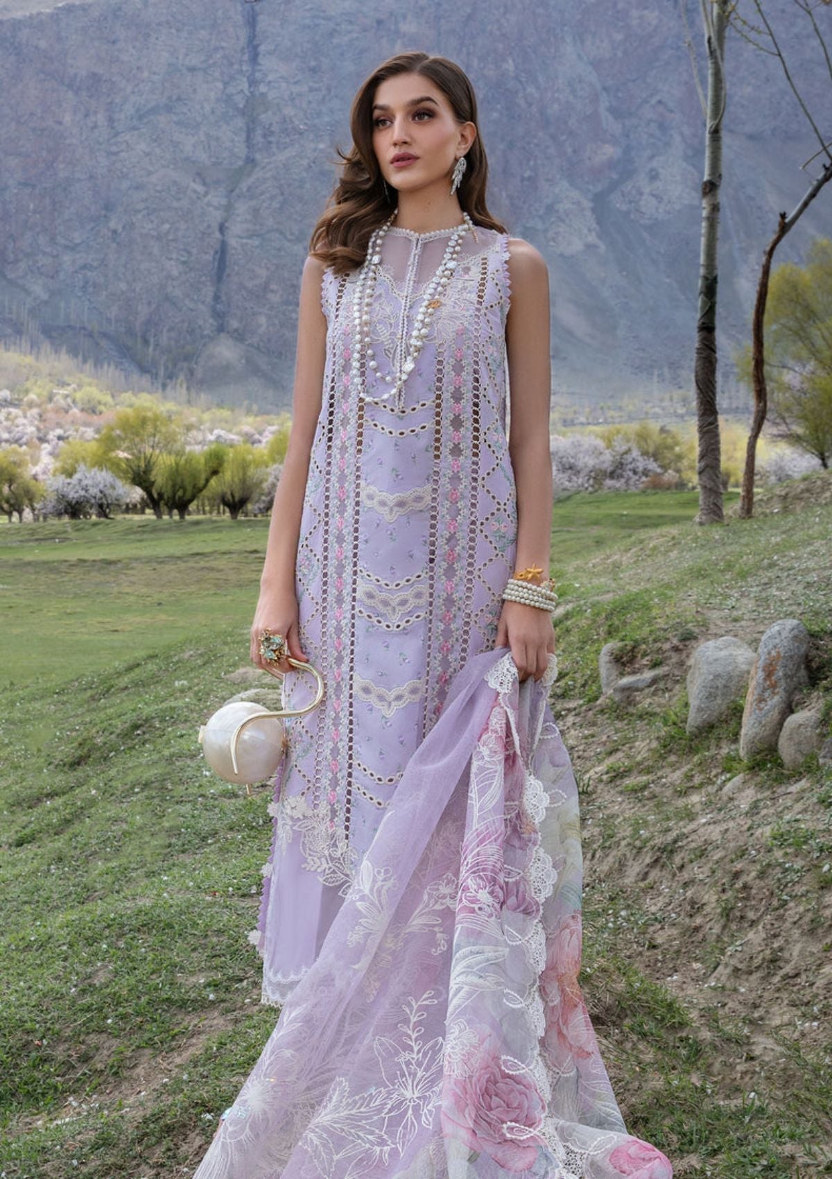 CRIMSON LUXURY CHIKANKARI EMBROIDERED LAWN - 3 PC UNSTITCHED