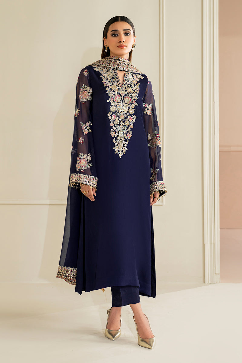 BAROQUE EMBROIDERED CHIFFON - 3 PC UNSTITCHED