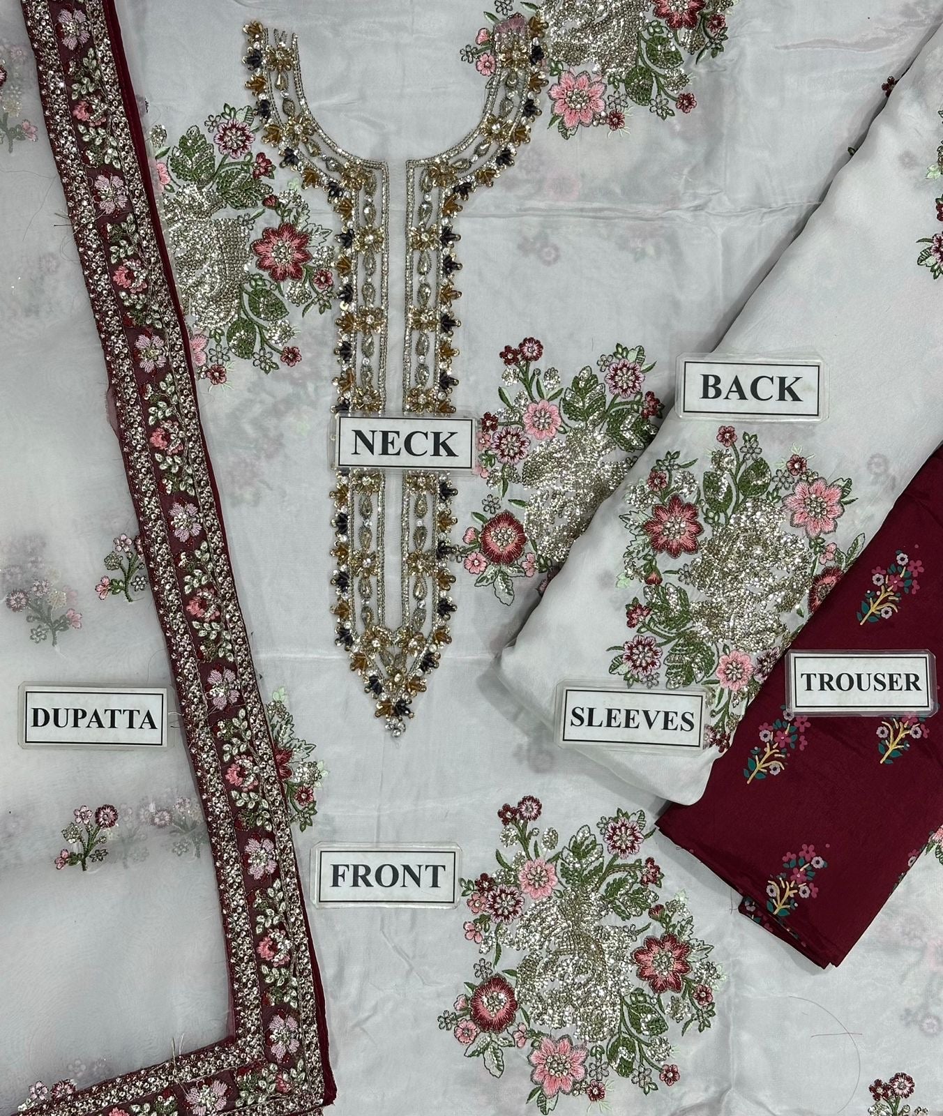 ETHNIC LUXURY RAW SILK EMBROIDERED HANDMADE - 3 PC UNSTITCHED