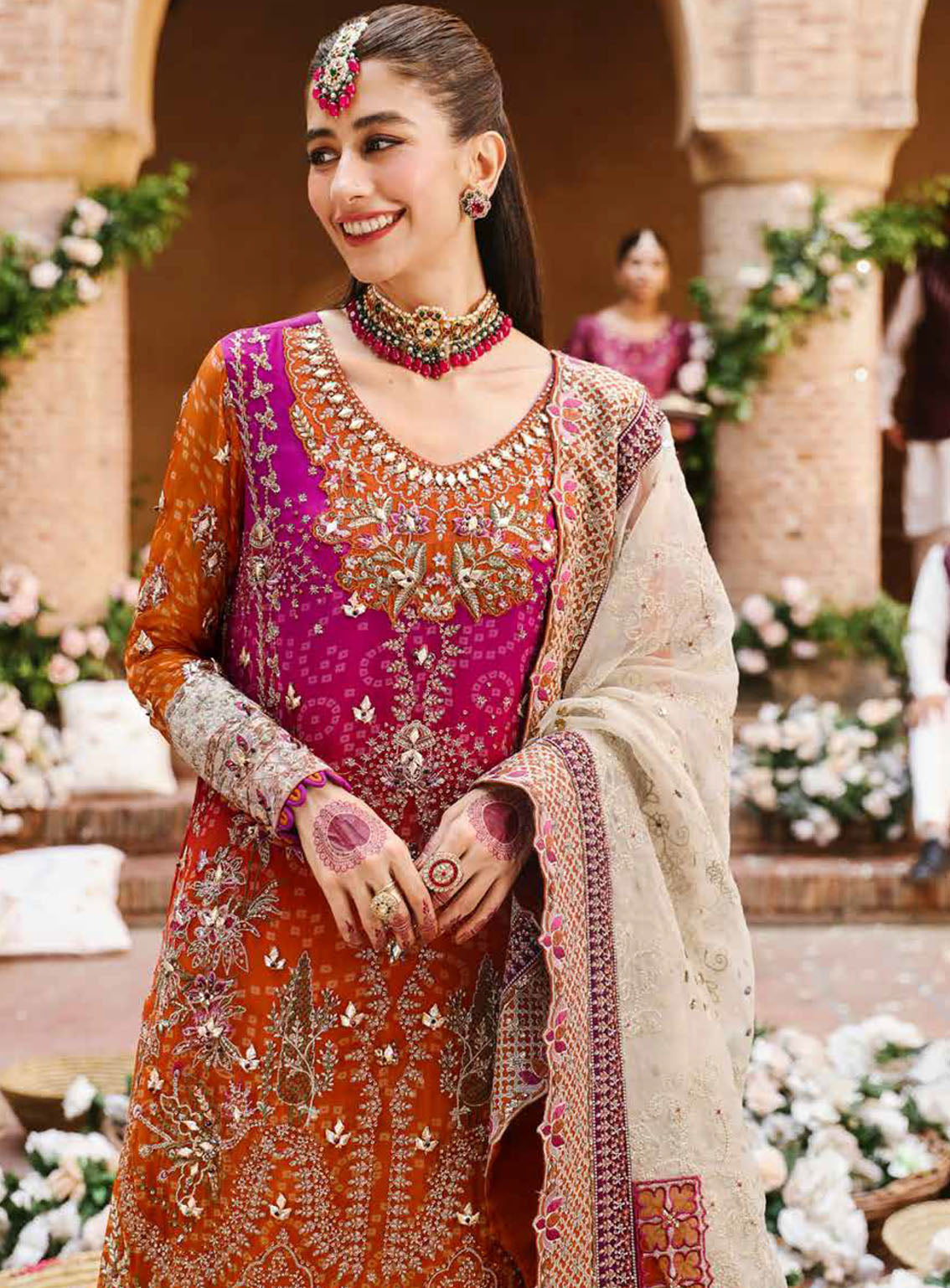 NUREH LUXURY WEDDING EMBROIDERED CHIFFON - 3 PC UNSTITCHED
