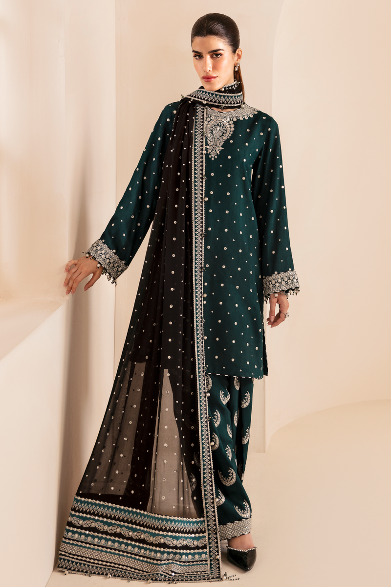 JAZMIN EMBROIDERED RAW SILK - 3 PC UNSTITCHED