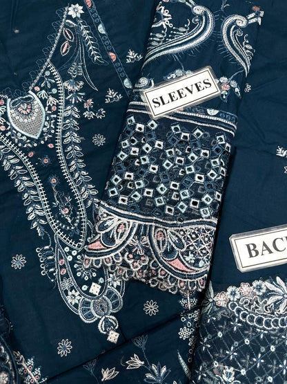 QALAMKAR LUXURY EMBROIDERED LAWN - 3 PC UNSTITCHED
