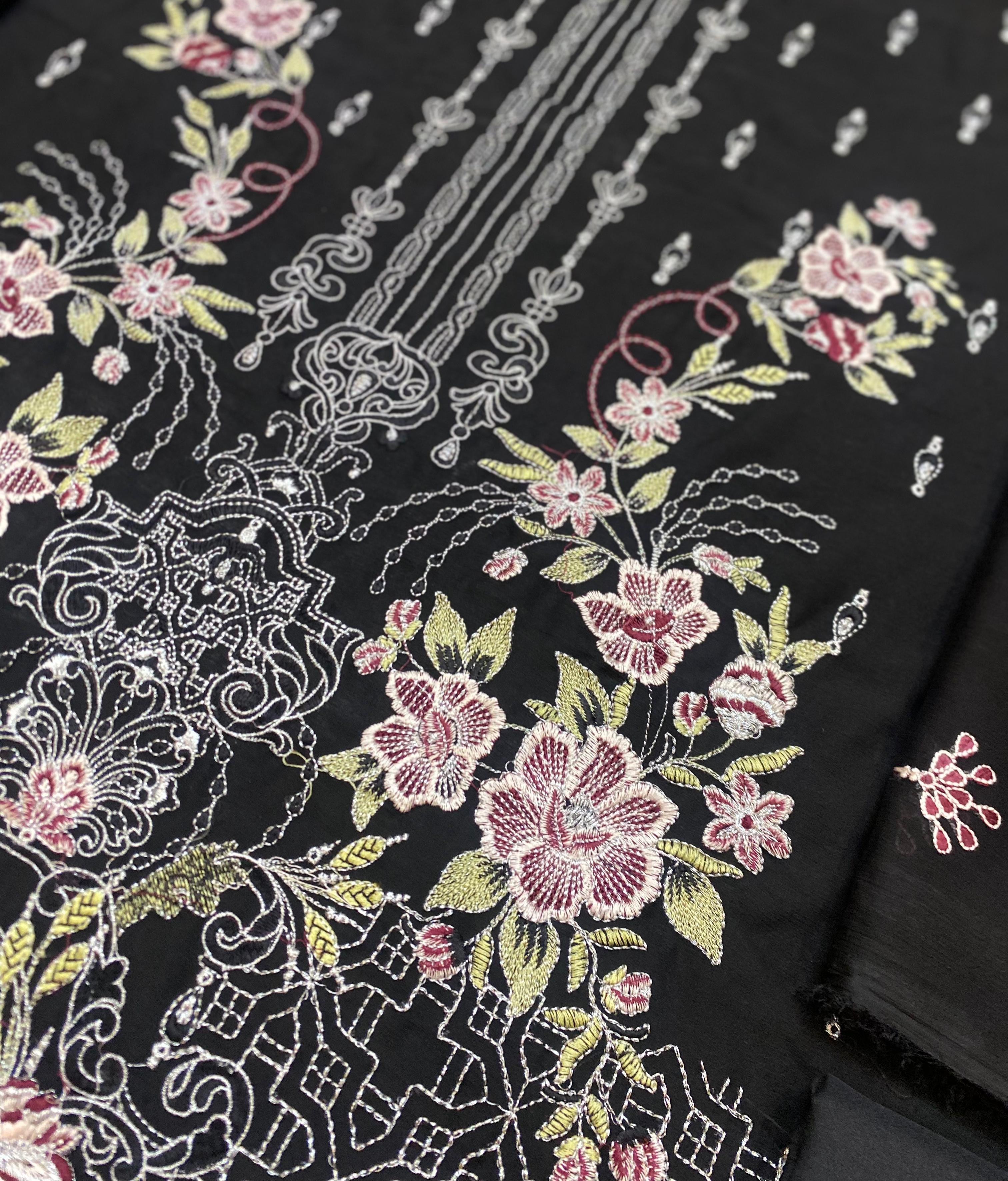 FLOSSIE EMBROIDERED CHIFFON - 3 PC UNSTITCHED