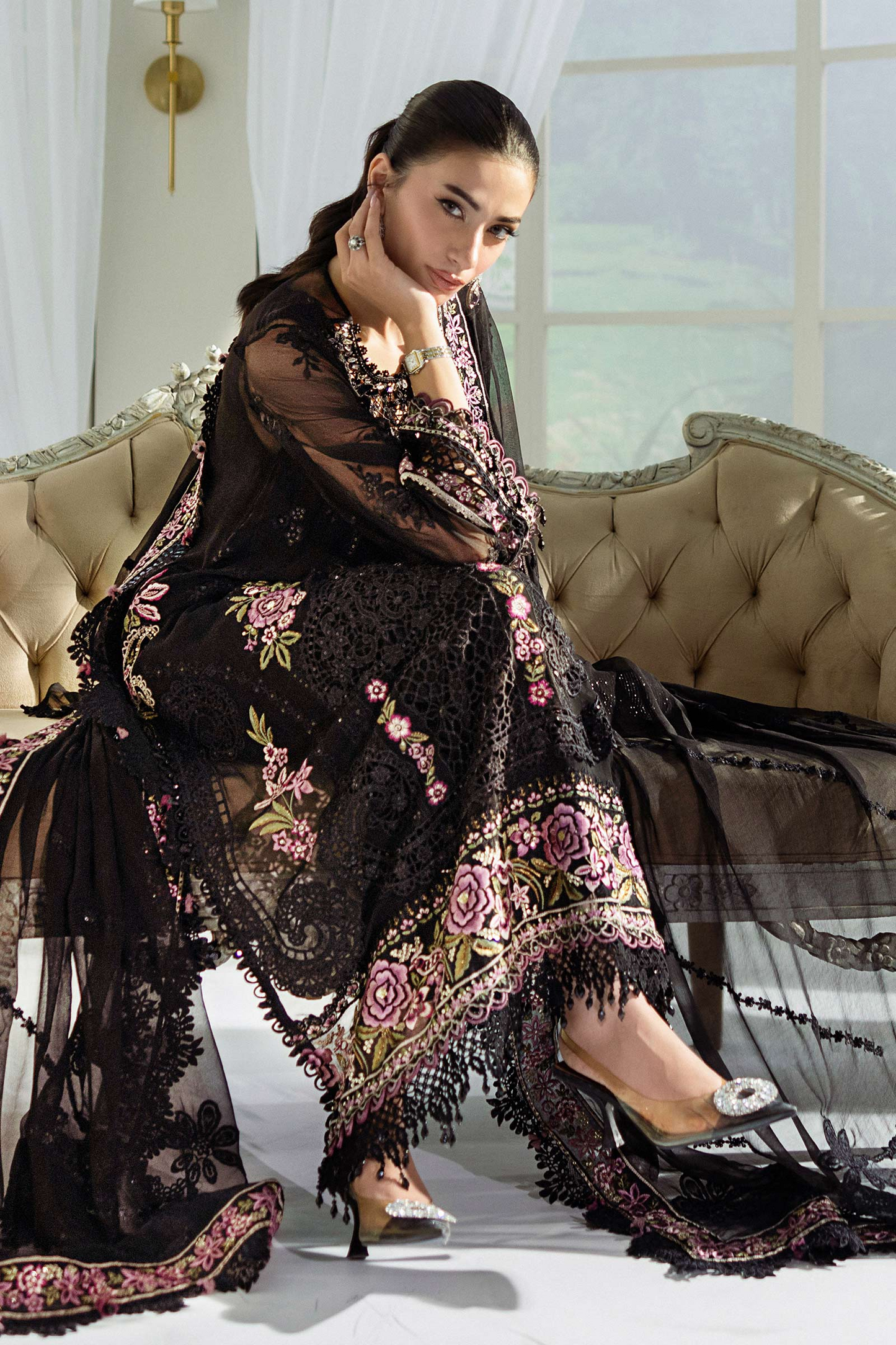 MARIA B LUXURY EMBROIDERED CHIFFON - 3 PC UNSTITCHED