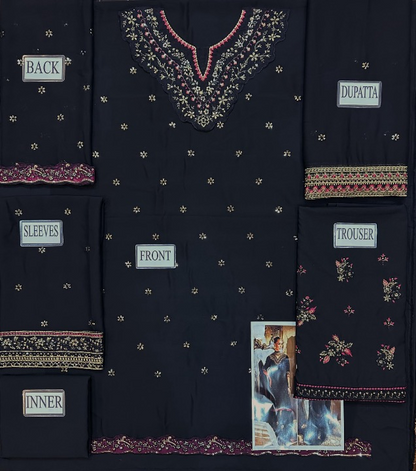 AZURE LUXURY EMBROIDERED CHIFFON - 3 PC UNSTITCHED