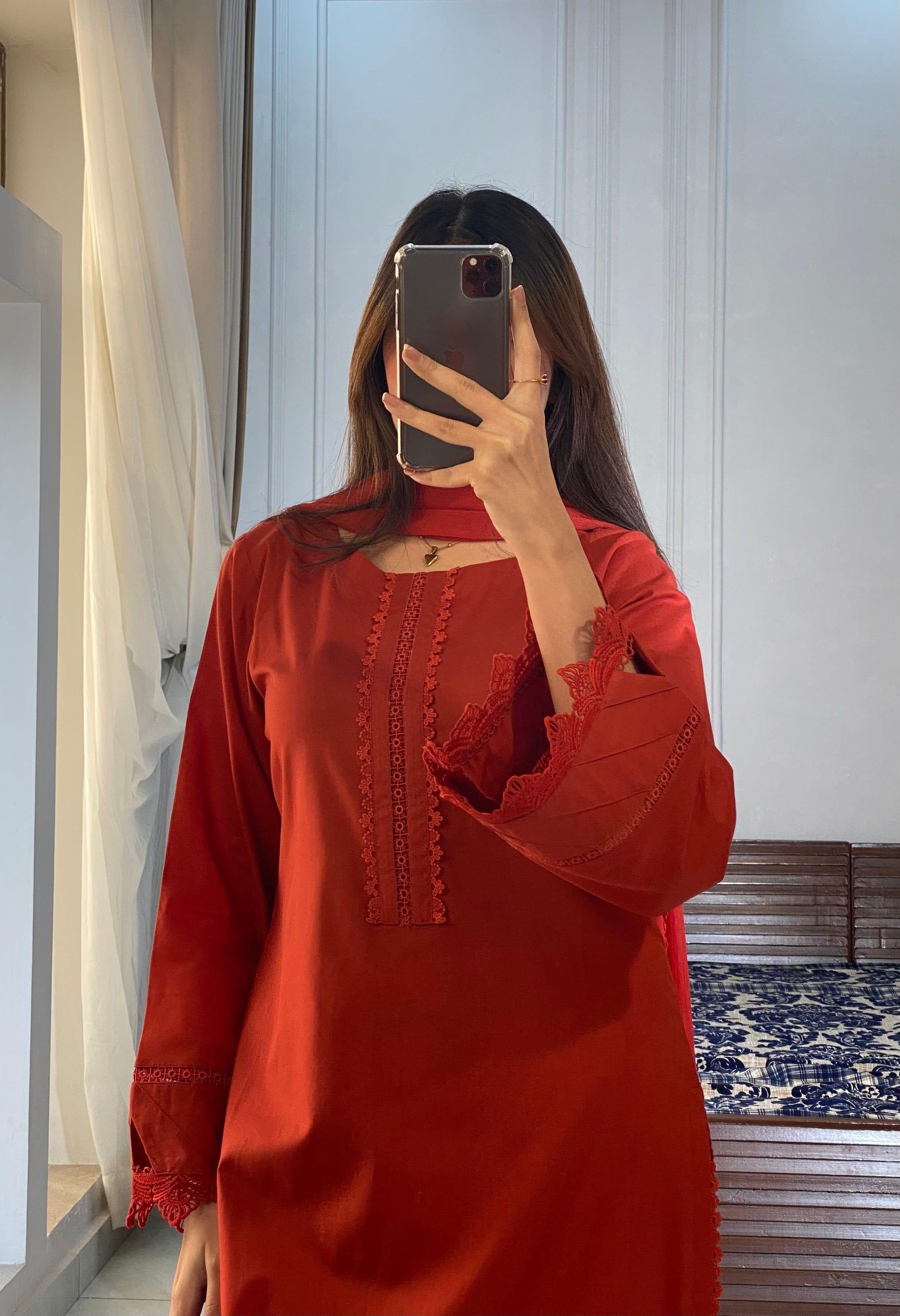 EMBROIDERED COTTON DRESS - 3 PC STITCHED