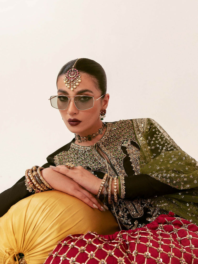 HUSSAIN REHAR LUXURY EMBROIDERED RAW SILK - 3 PC UNSTITCHED