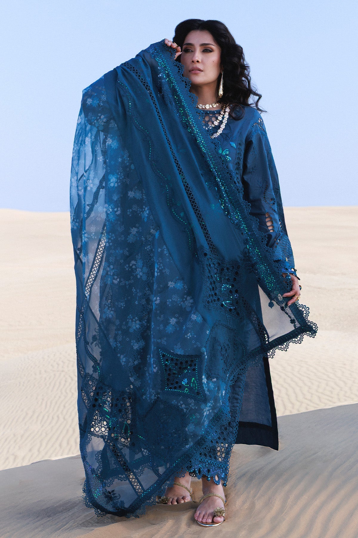 NUREH LUXURY EMBROIDERED LAWN - 3 PC UNSTITCHED