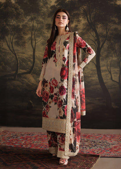 IZNIK DIGITAL PRINTED SILK EMBROIDERED - 3 PC UNSTITCHED