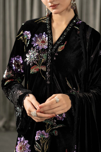 MARIA B LUXURY EMBROIDERED VELVET DRESS - 3 PC UNSTITCHED
