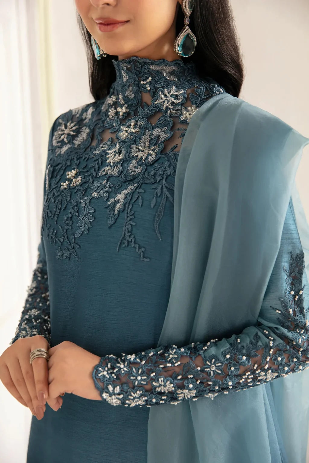 MUSFERAH SAAD LUXURY EMBROIDERED RAW SILK - 3 PC UNSTITCHED