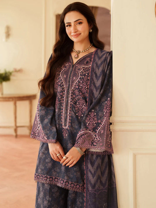 MOHAGNI EMBROIDERED PRINTED LAWN - 3 PC UNSTITCHED