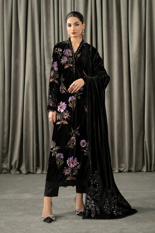 MARIA B LUXURY EMBROIDERED VELVET DRESS - 3 PC UNSTITCHED