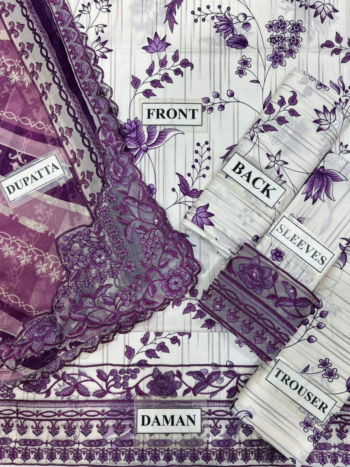 JAZMIN PRINTED & EMBROIDERED LAWN - 3 PC UNSTITCHED
