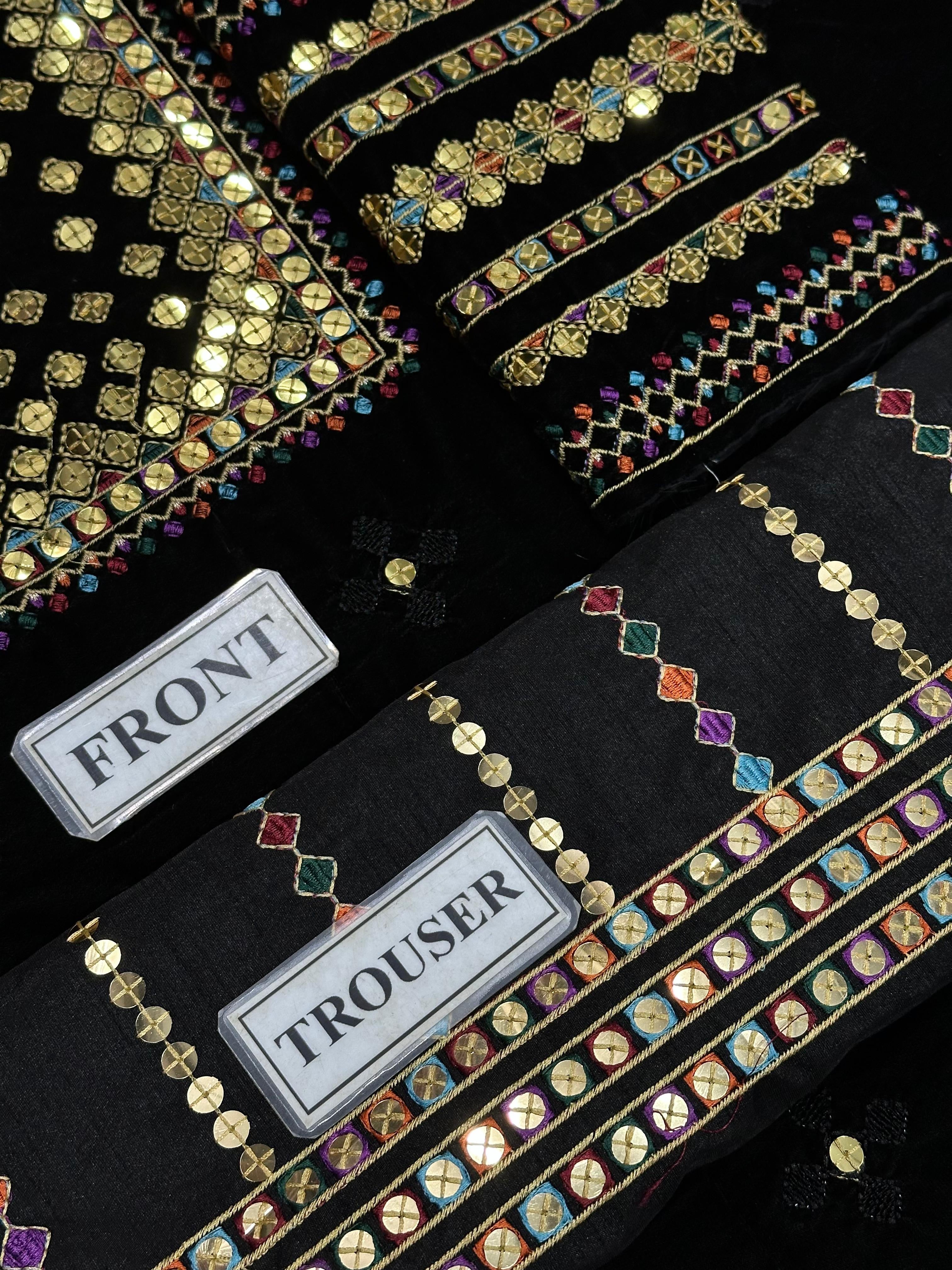 JAZMIN LUXURY EMBROIDERED VELVET - 3 PC UNSTITCHED