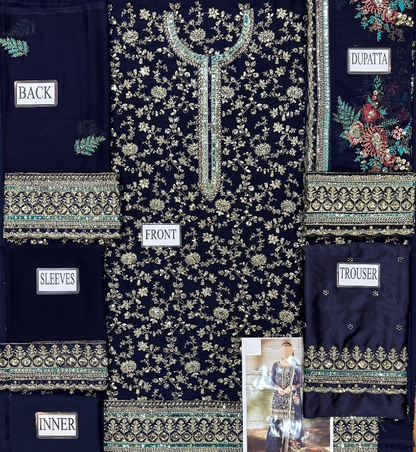 CHARIZMA LUXURY EMBROIDERED CHIFFON - 3 PC UNSTITCHED