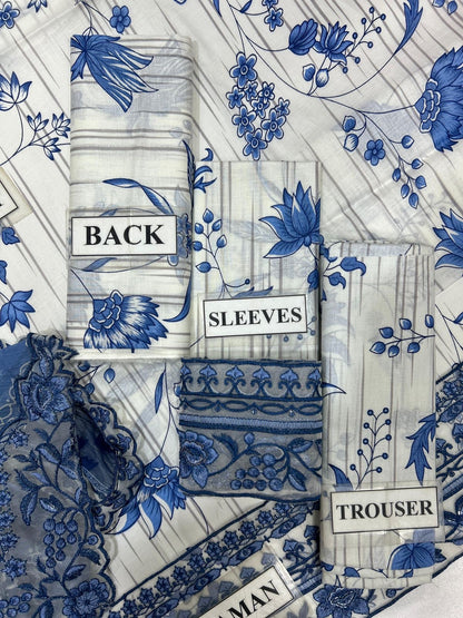 JAZMIN PRINTED & EMBROIDERED LAWN - 3 PC UNSTITCHED