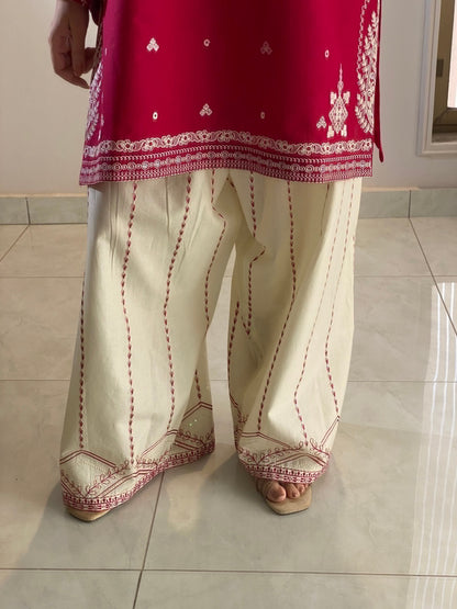EMBROIDERED COTTON DRESS - 2 PC STITCHED