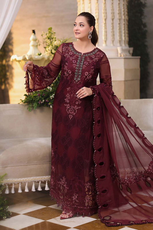 MARIA B LUXURY EMBROIDERED ADDA WORK CHIFFON - 3 PC UNSTITCHED