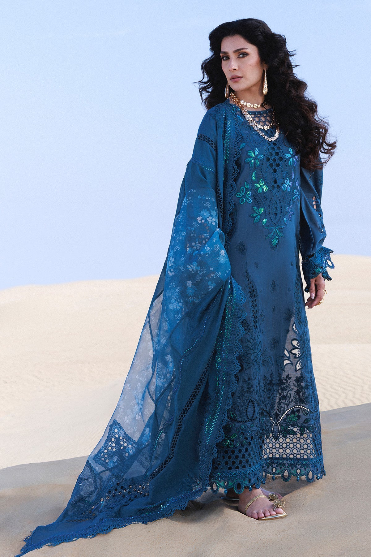 NUREH LUXURY EMBROIDERED LAWN - 3 PC UNSTITCHED