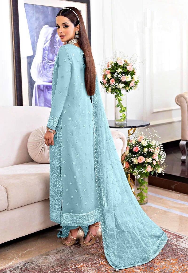 ASIM JOFA EMBROIDERED CHIFFON  - 3 PC UNSTITCHED