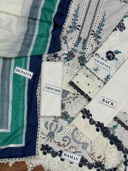 MARIA B LUXURY EMBROIDERED CHIKANKARI LAWN - 3 PC UNSTITCHED