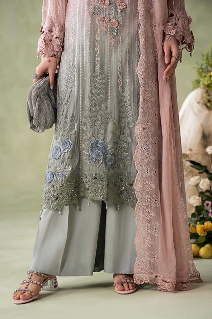 MARIA B EMBROIDERED CHIFFON WEDDING DRESS - 3 PC UNSTITCHED