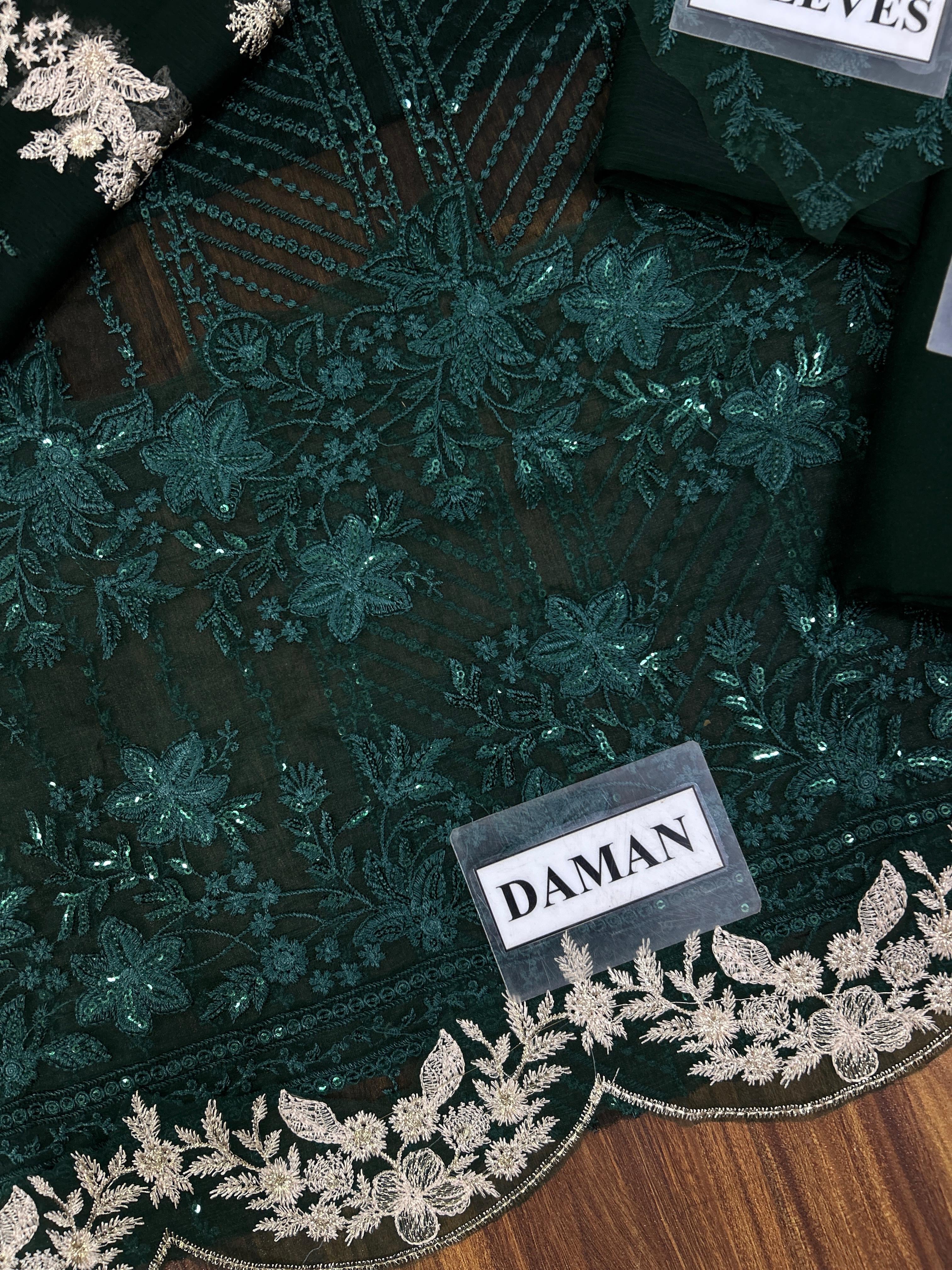 AZURE EMBROIDERED CHIFFON - 3 PC UNSTITCHED