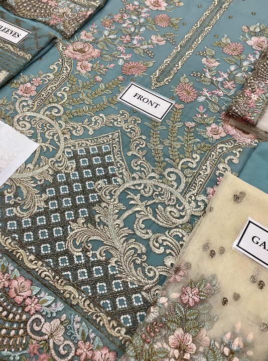 FLOSSIE LUXURY EMBROIDERED CHIFFON - 3 PC UNSTITCHED