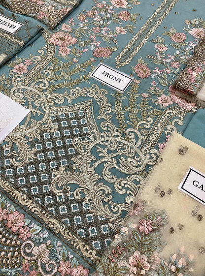 FLOSSIE LUXURY EMBROIDERED CHIFFON - 3 PC UNSTITCHED