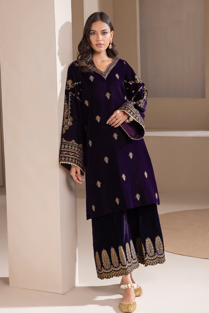 JAZMIN LUXURY EMBROIDERED VELVET - 3 PC UNSTITCHED