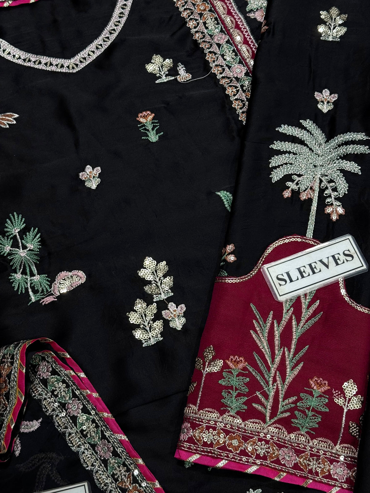 ETHNC EMBROIDERED SILK KAFTAN - 3 PC UNSTITCHED
