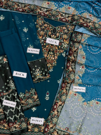 NUREH EMBROIDERED CHIFFON - 3 PC UNSTITCHED
