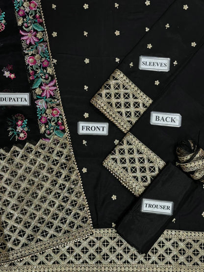 ANEELA’S EMBROIDERED RAW SILK - 3 PC UNSTITCHED