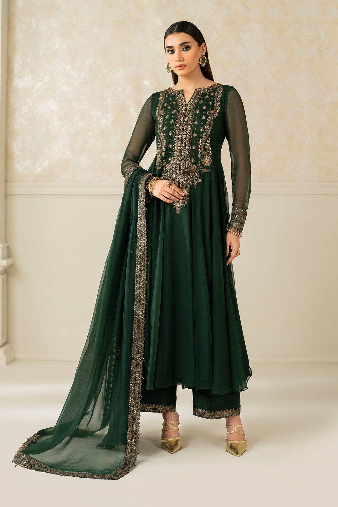 BAROQUE EMBROIDERED CHIFFON - 3 PC UNSTITCHED
