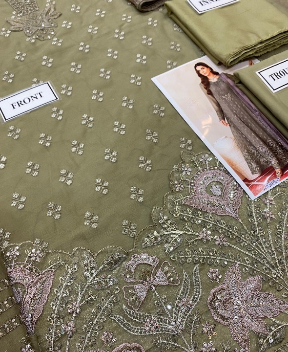 FLOSSIE LUXURY EMBROIDERED CHIFFON - 3 PC UNSTITCHED