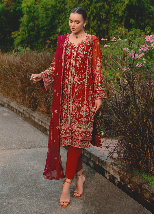 GULAAL LUXURY WEDDING EMBROIDERED CHIFFON - 3 PC UNSTITCHED