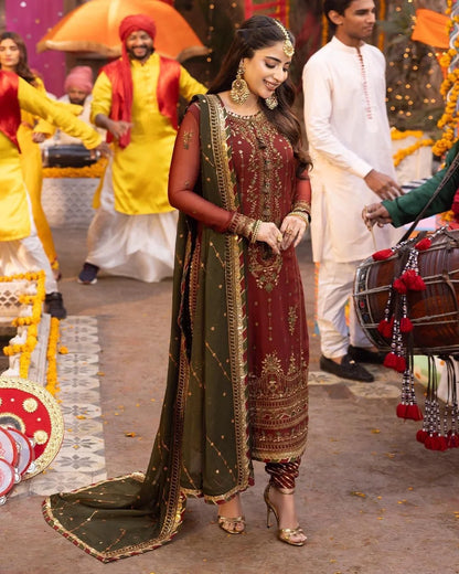 ASIM JOFA LUXURY EMBROIDERED CHIFFON - 3 PC UNSTITCHED
