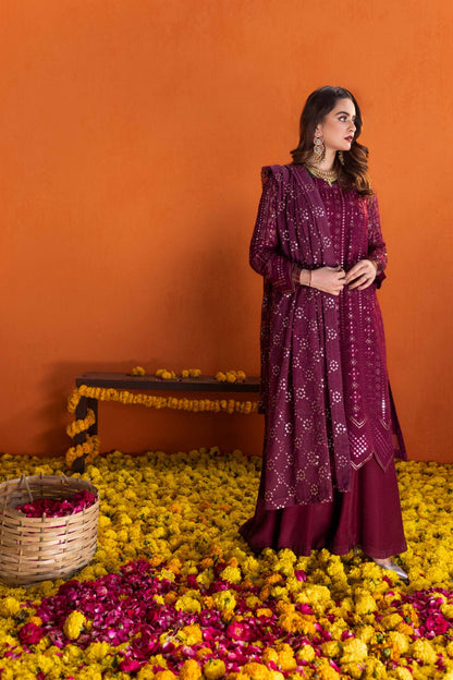 MINAL KHAN EMBROIDERED CHIFFON DRESS - 3 PC UNSTITCHED
